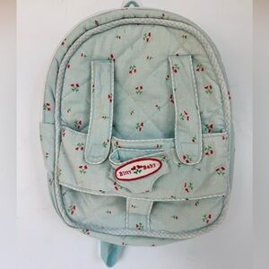 Vintage Bitty Baby Light Blue Quilted Cherry Print Backpack Baby Doll Carrier